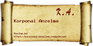 Korponai Anzelma névjegykártya